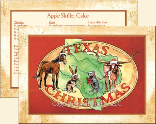 Texas Christmas holiday cards, Card features caroling longhorn,quarterhorse, jackrabbit and armadillo 